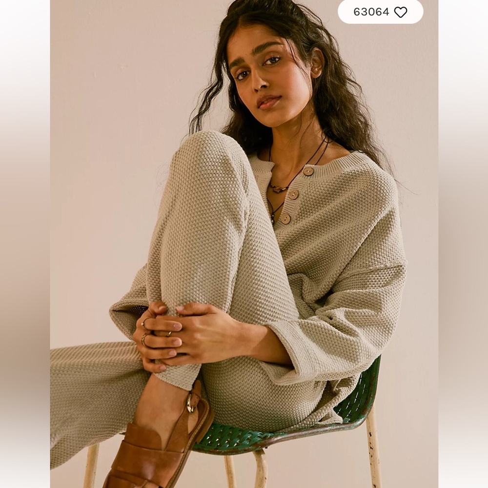 Free people sweater set in dark grey color